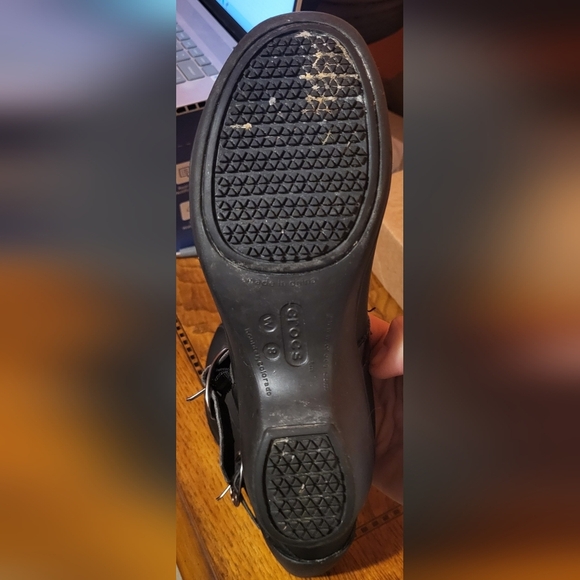 Crocs Black Mary Jane Wedge Shoes Size 8 - Picture 5 of 9